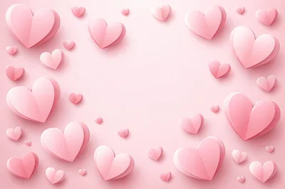 Pink Paper Hearts Background for Valentines Day
