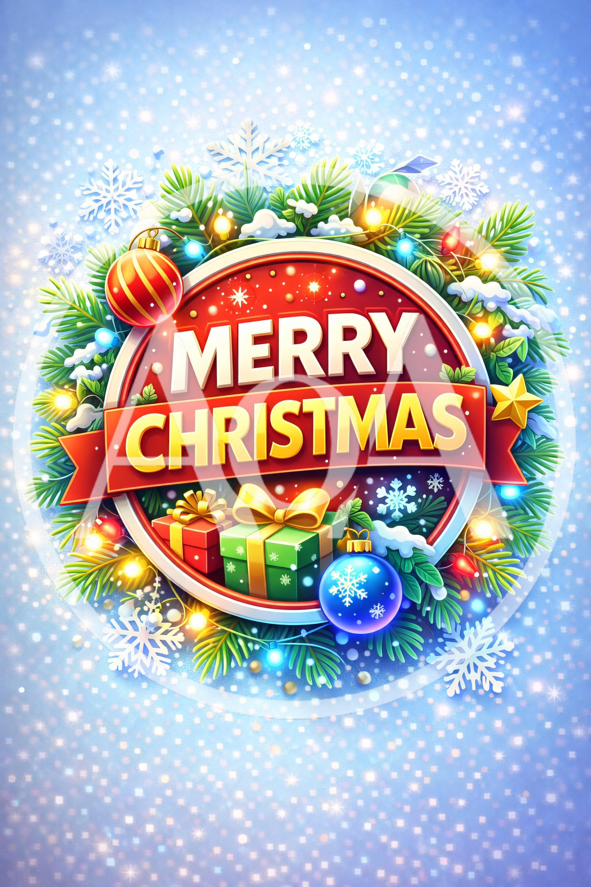 Merry Christmas Greeting Card With Festive Decorations