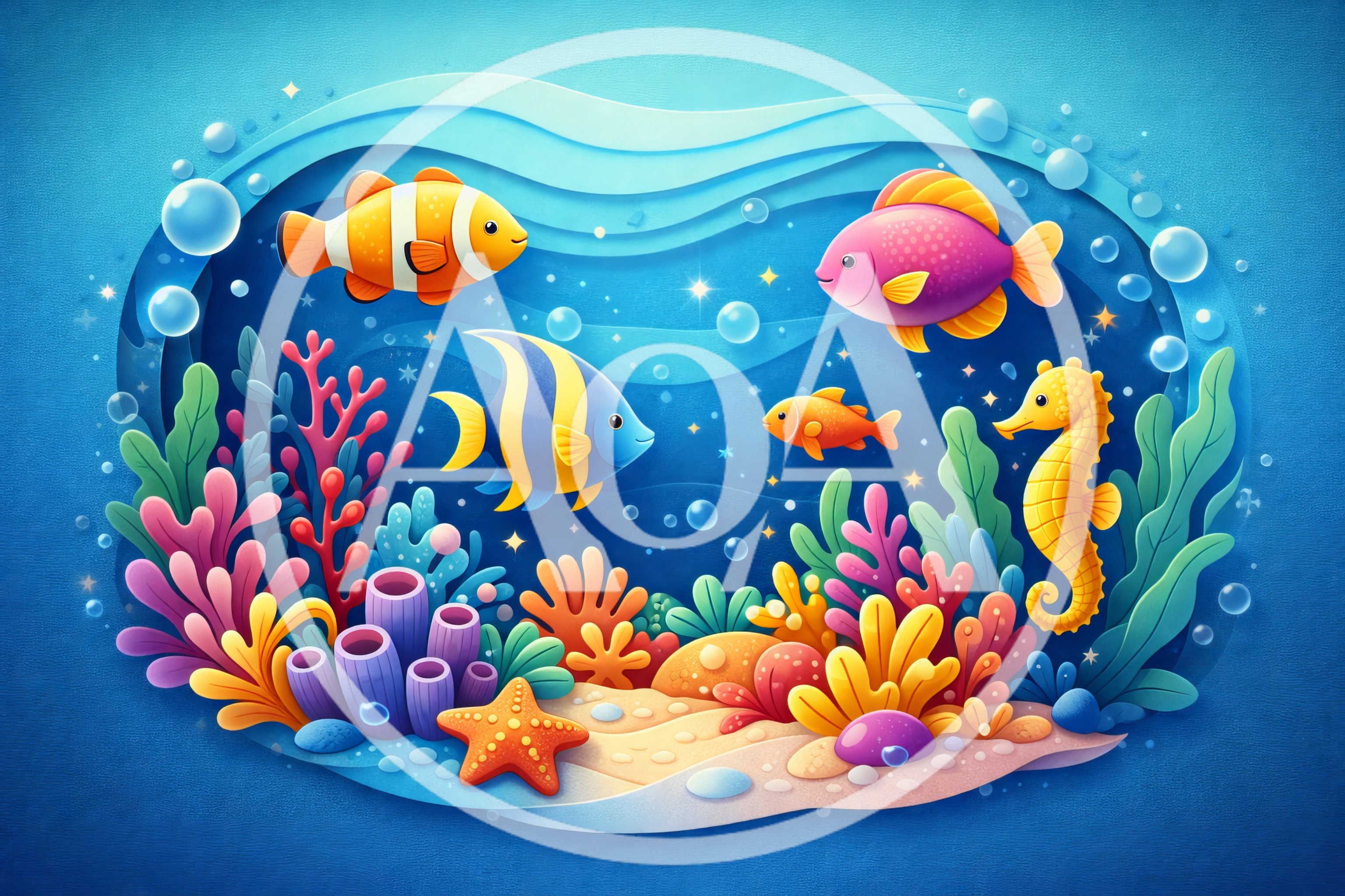 Colorful Underwater Coral Reef Scene With Tropical Fish