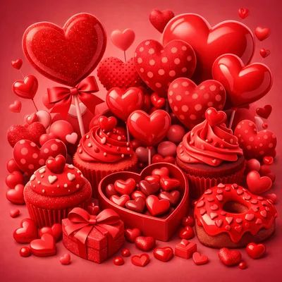 Valentine Day Red Heart Themed Treats and Gifts