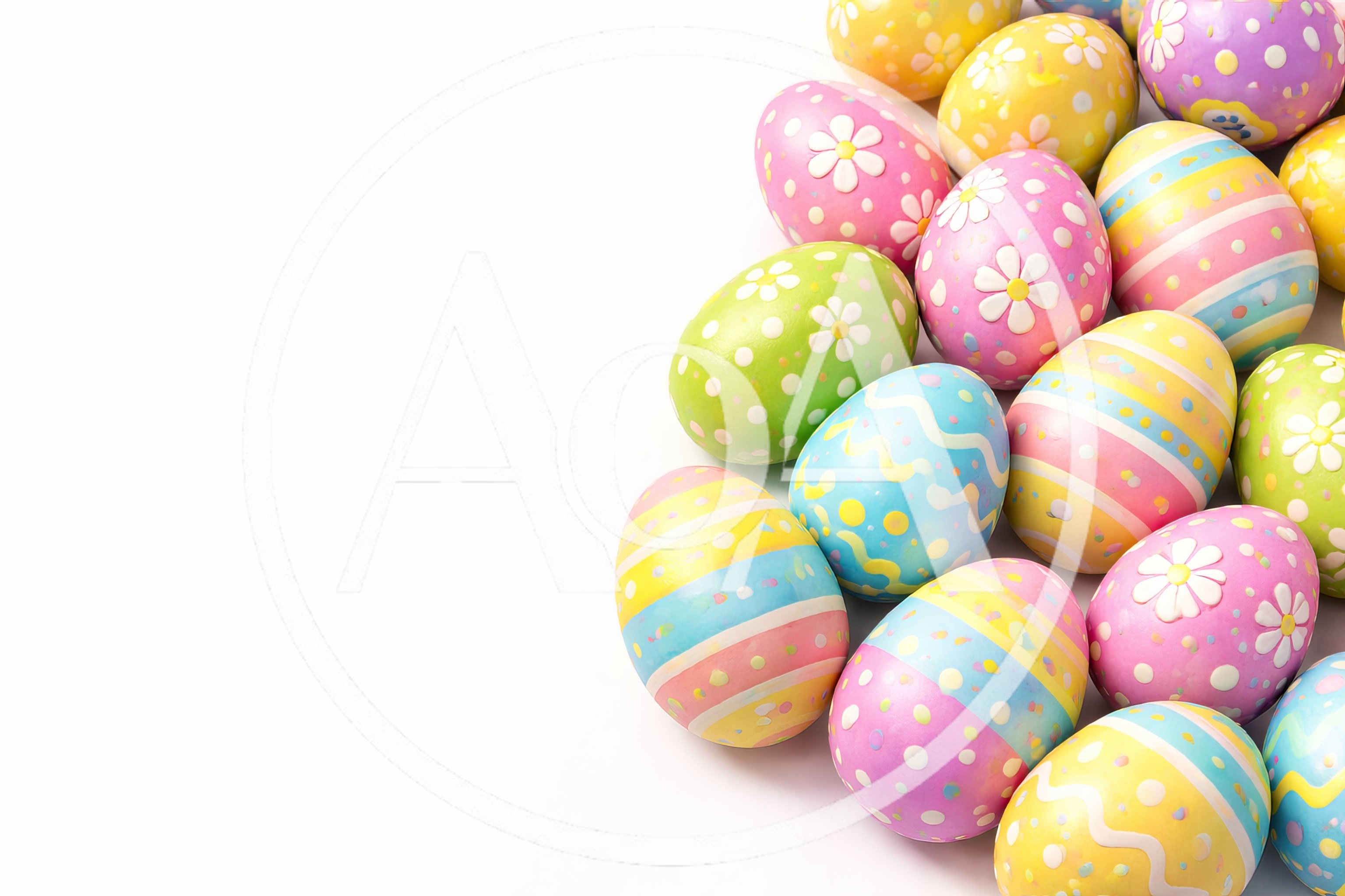 Colorful Decorated Easter Eggs on White Background