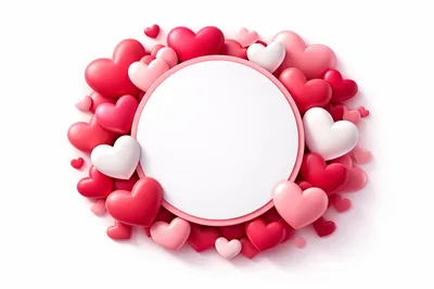3D Rendered Hearts Frame With Blank Center