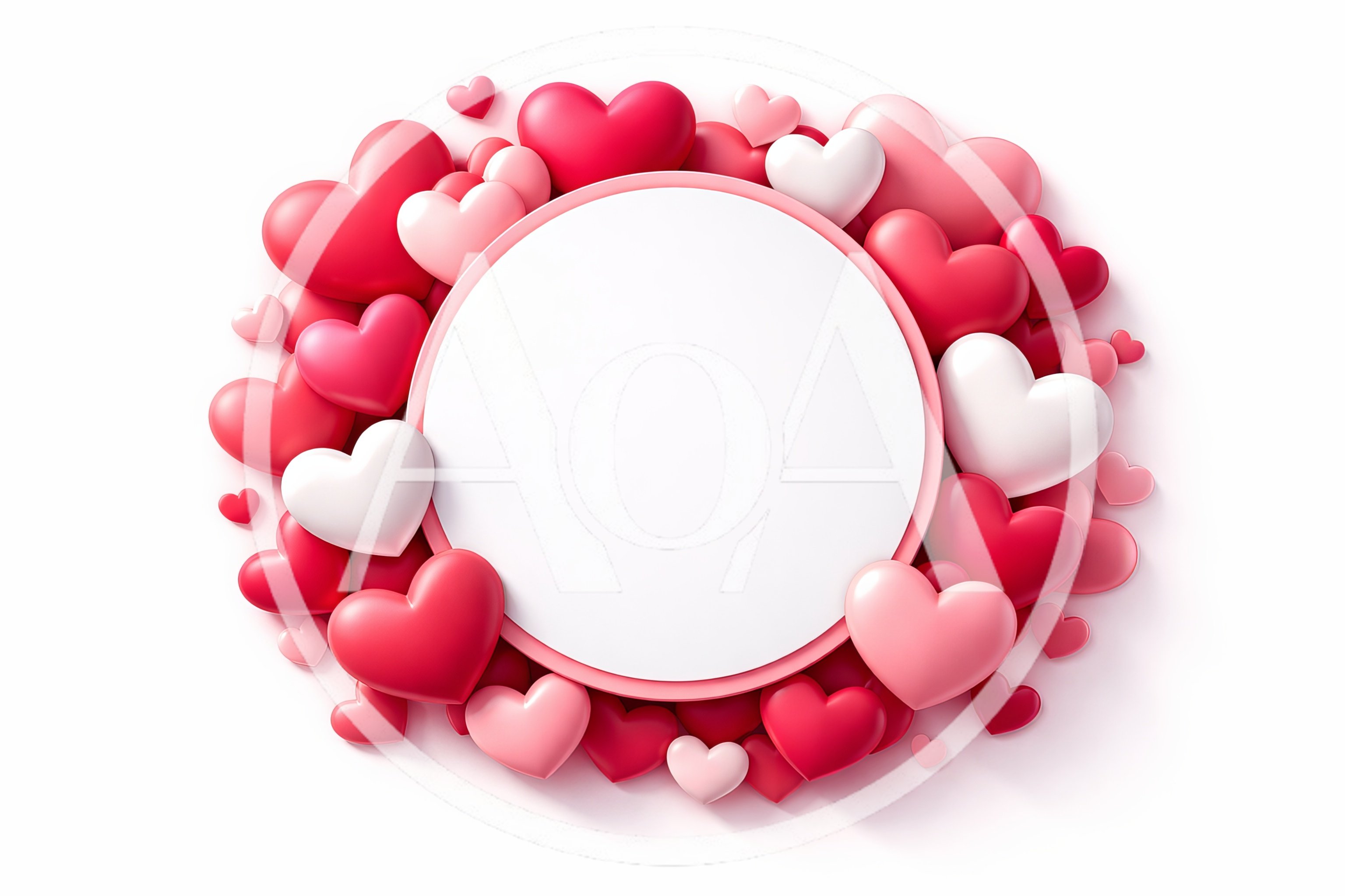3D Rendered Hearts Frame With Blank Center