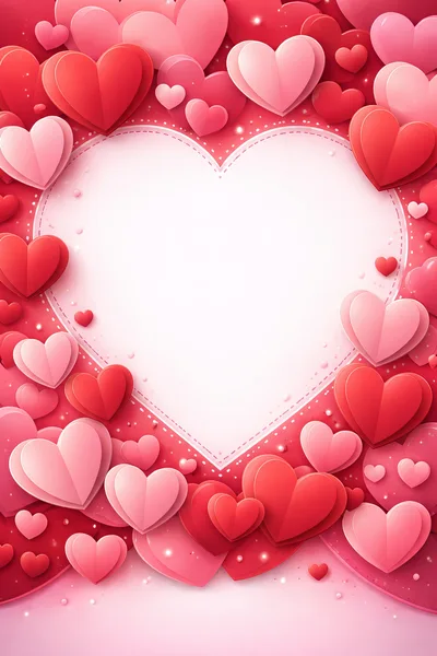 Paper Cutout Heart Frame Background