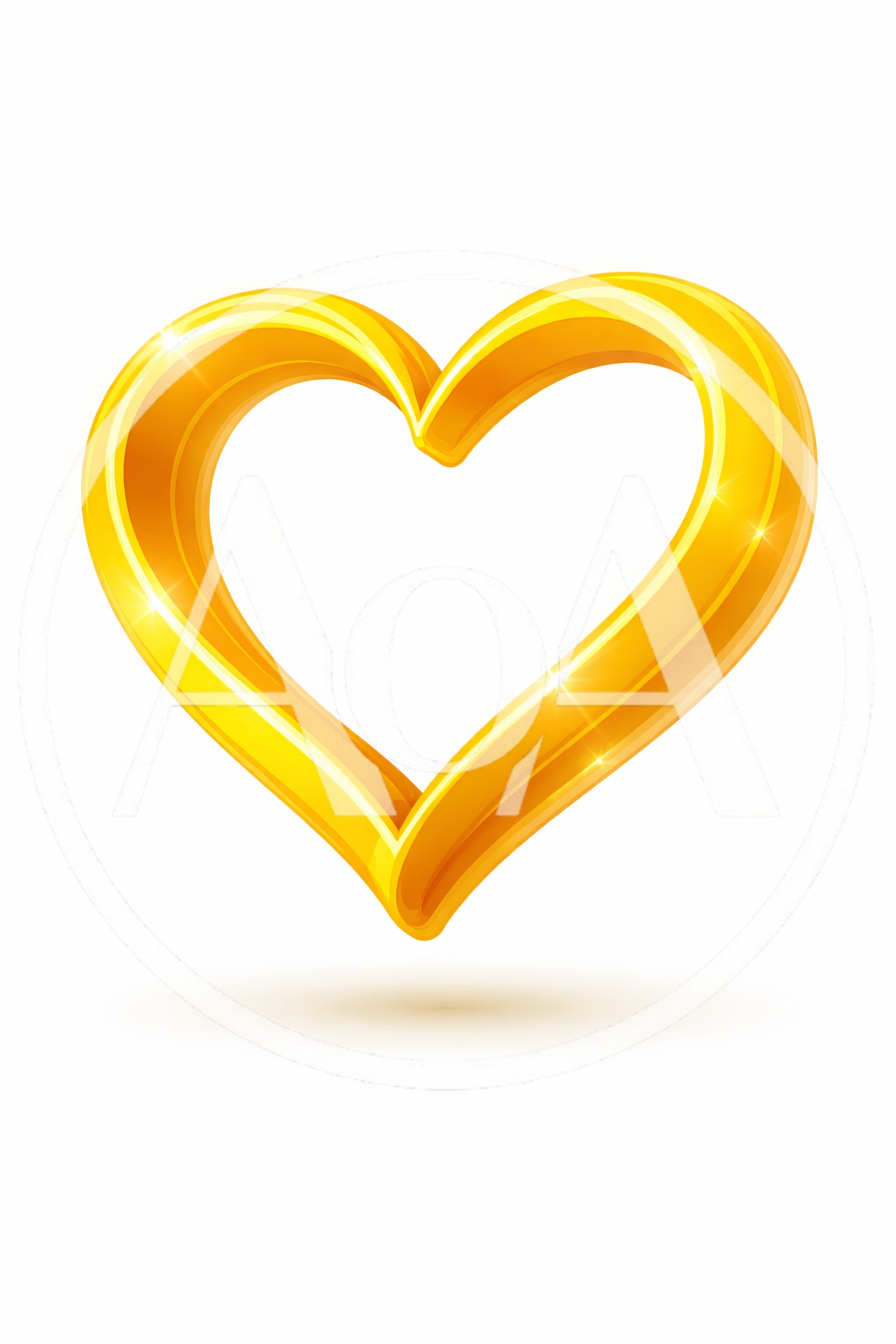 Golden 3D Heart Shape Icon