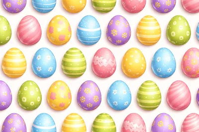 Pattern Of Colorful Decorated Easter Eggs