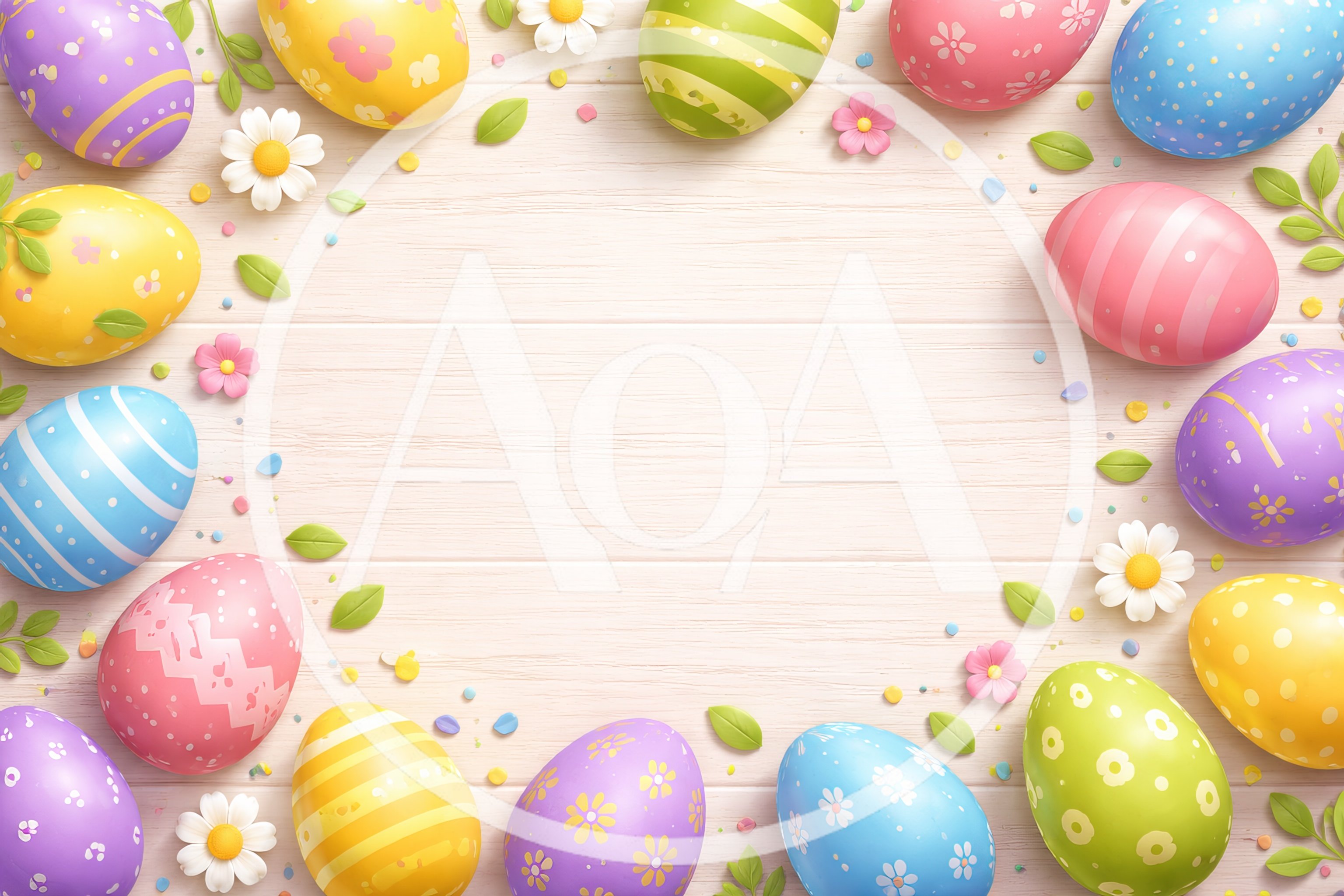 Easter Eggs Arranged In A Frame On Wooden Background
