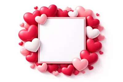 Square Frame Surrounded by Red and Pink Hearts