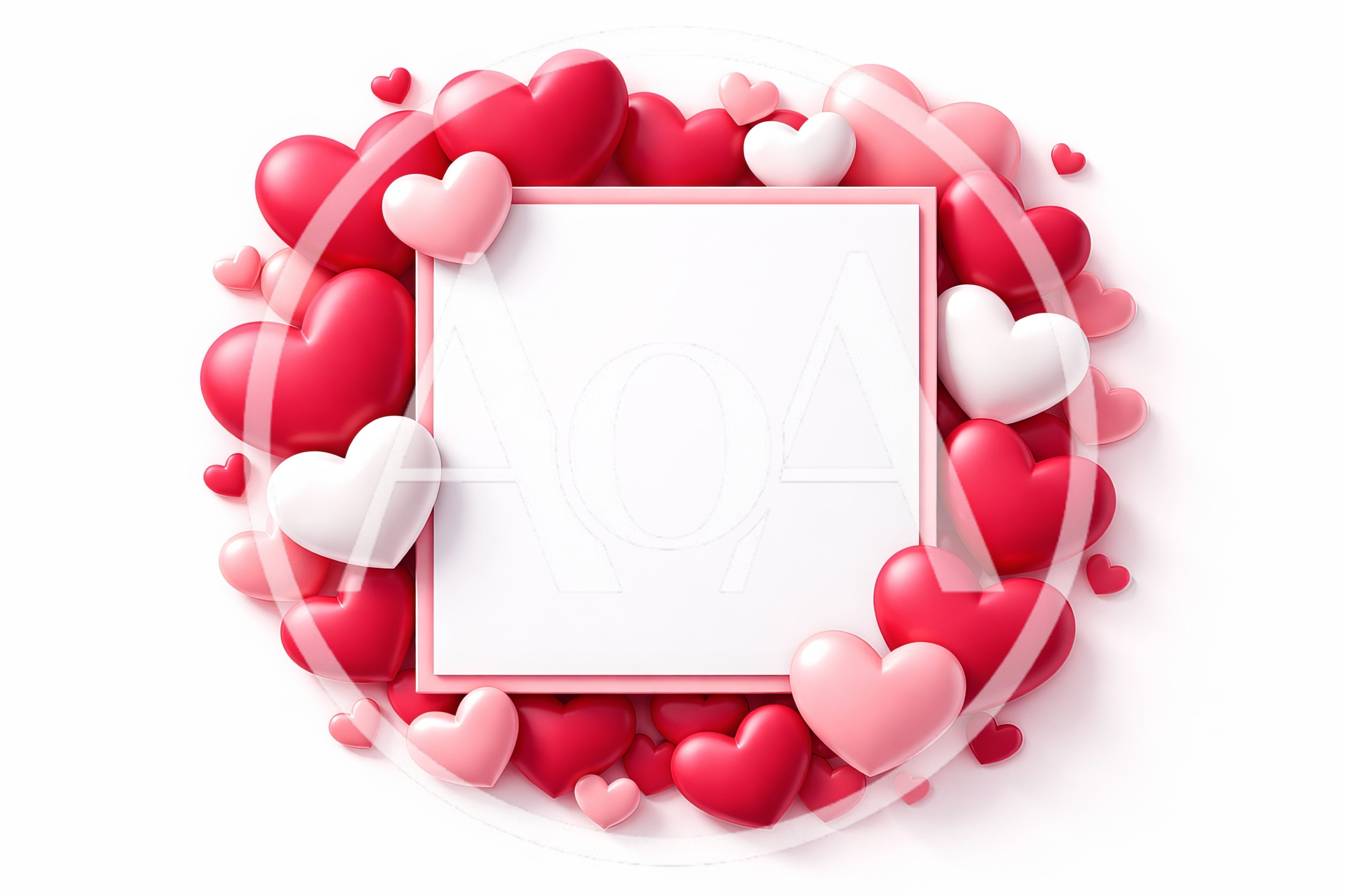 Square Frame Surrounded by Red and Pink Hearts