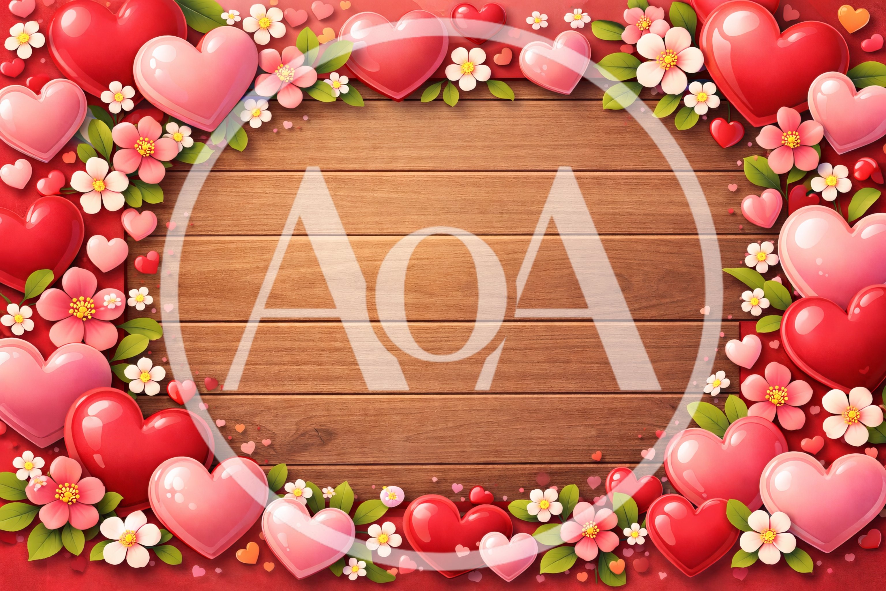 Valentine Heart Frame With Flowers On Wooden Background