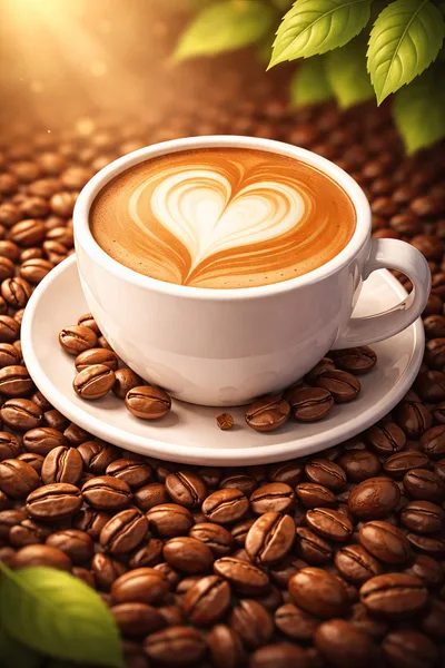 White Coffee Cup With Heart Latte Art