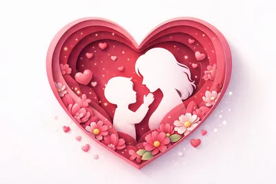 Paper Cutout Illustration Of Mother And Child