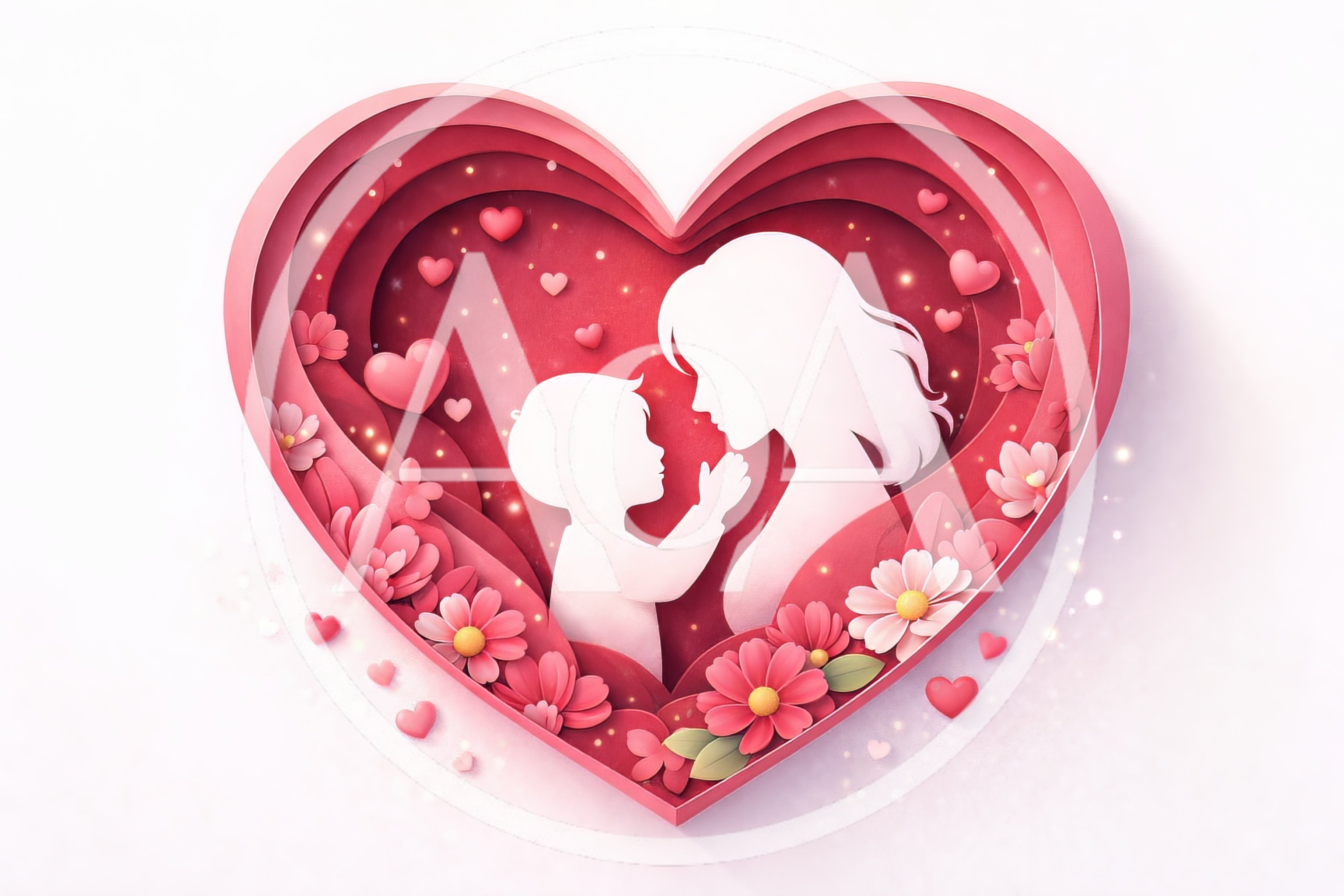 Paper Cutout Illustration Of Mother And Child