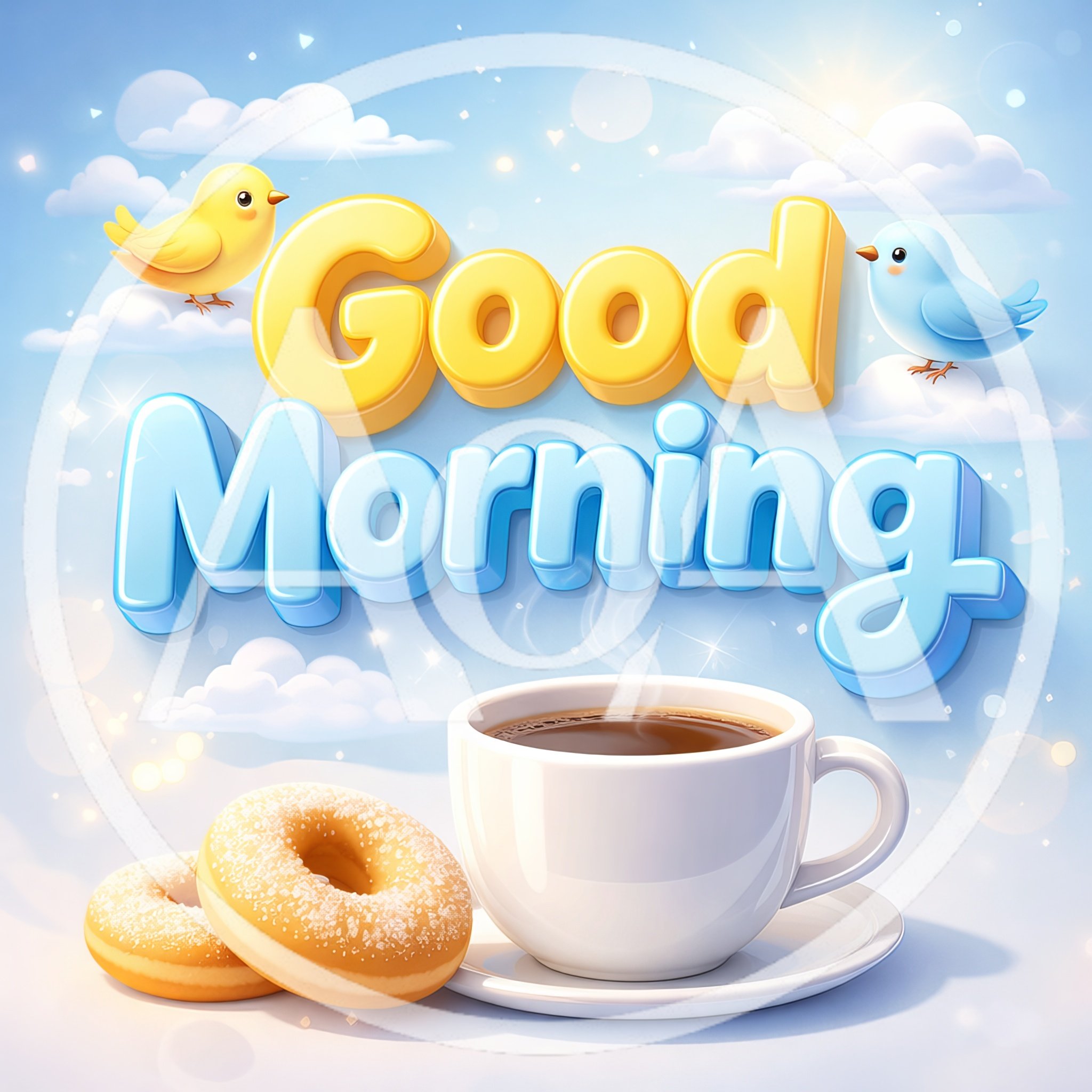 Good Morning Greeting With Coffee And Donuts