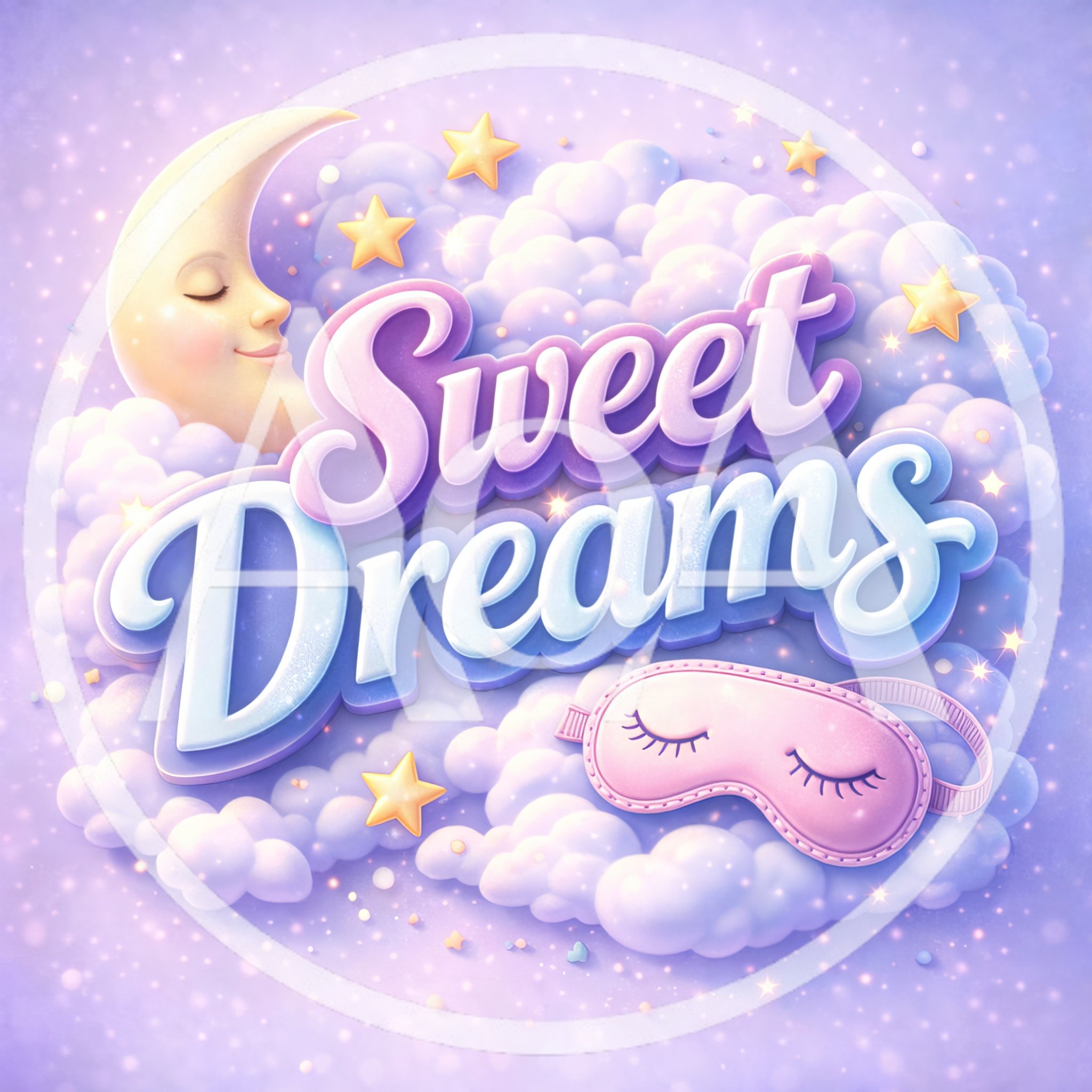 Sweet Dreams Text Illustration With Moon And Clouds