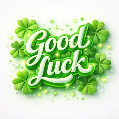 Good Luck Text With Green Shamrock Clovers