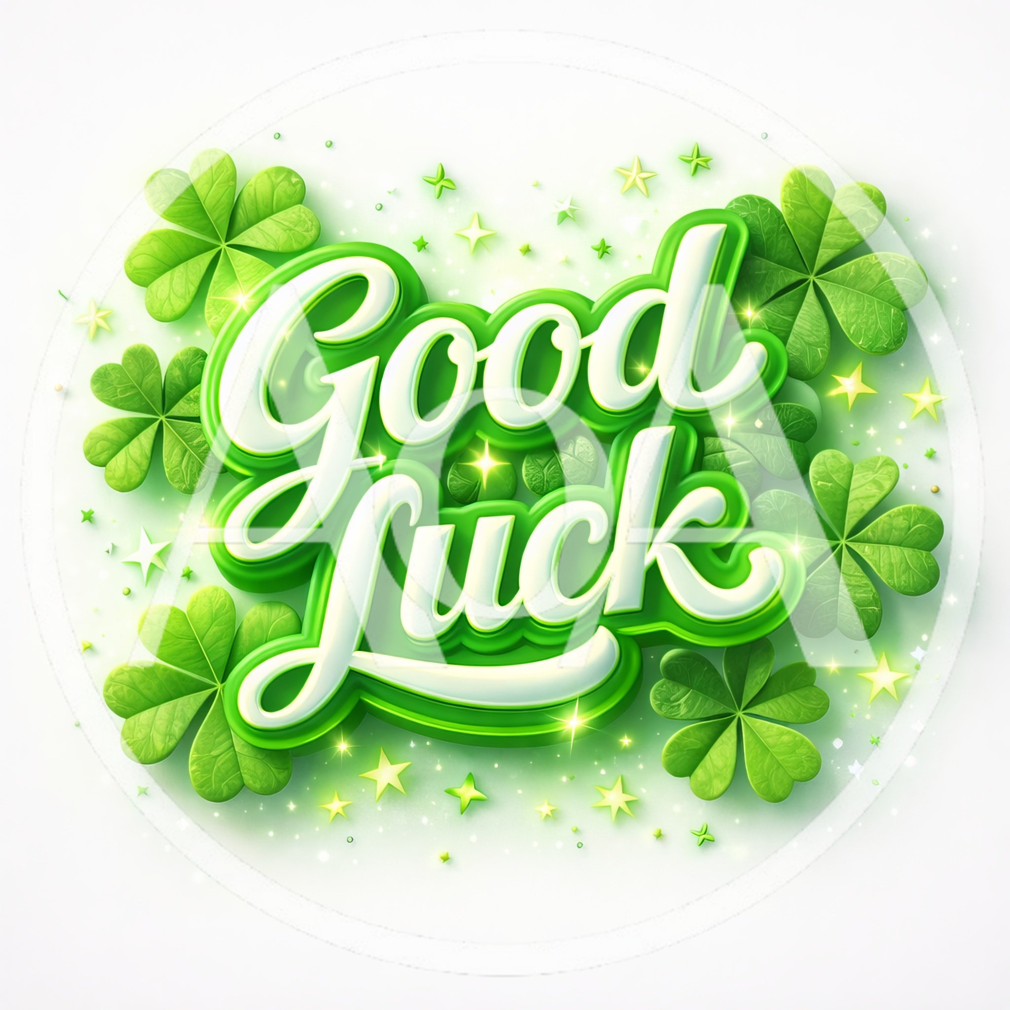 Good Luck Text With Green Shamrock Clovers