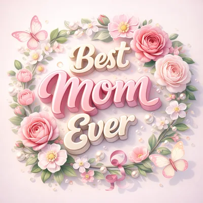 Best Mom Ever Floral Greeting Card Design