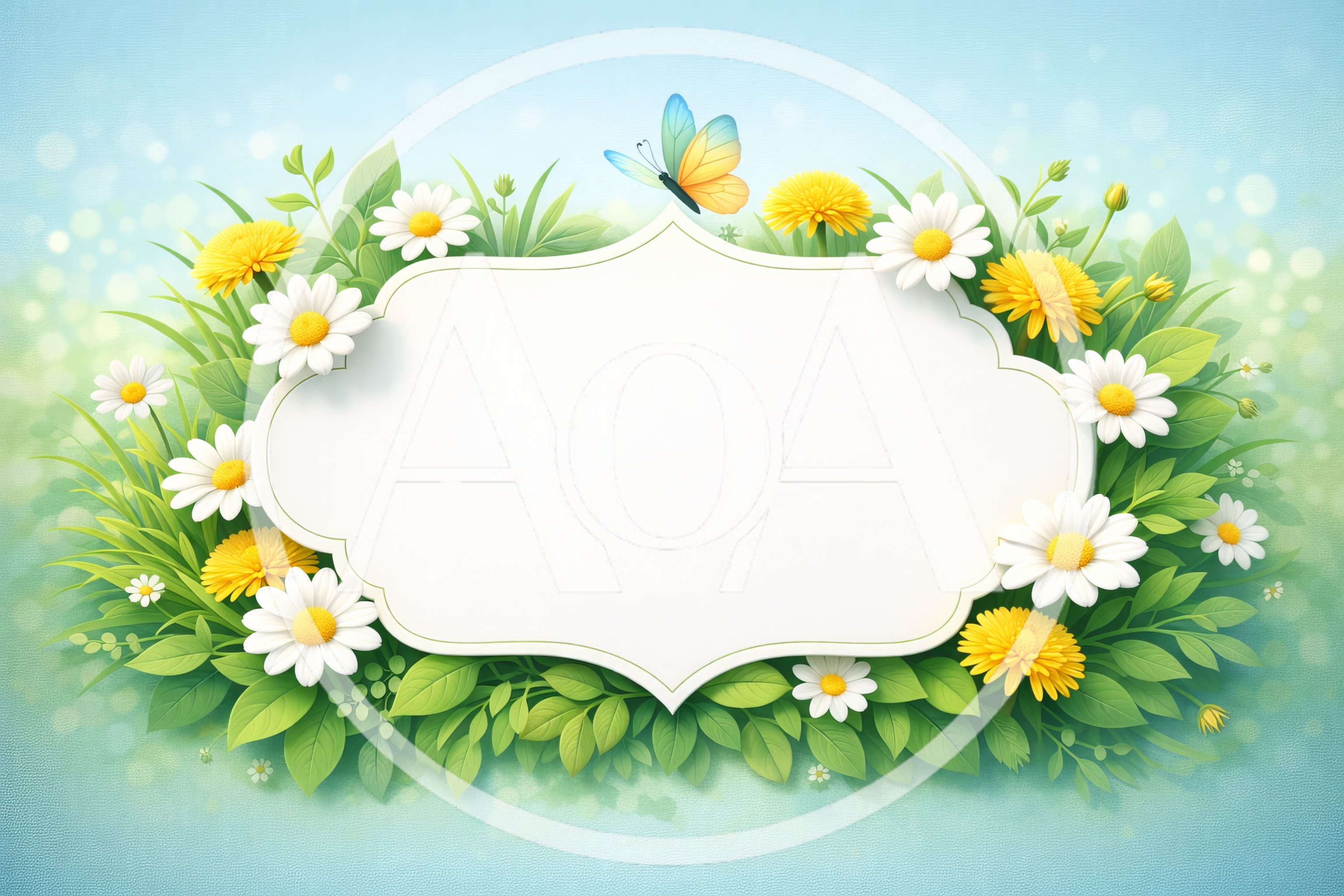 Spring Floral Frame With Daisies And Dandelions