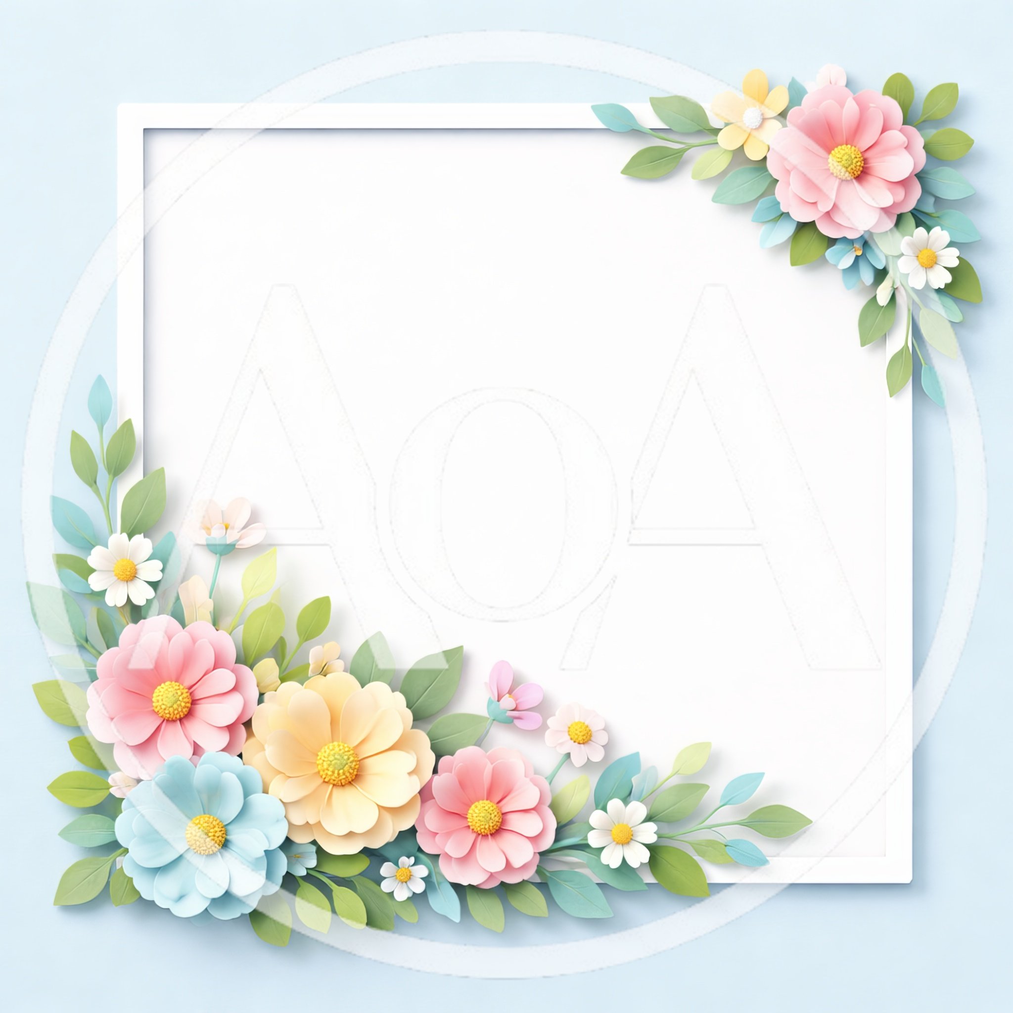 Paper Craft Floral Frame With Pastel Flowers