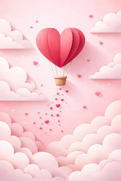 Paper Craft Heart Shaped Hot Air Balloon