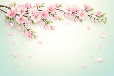 Cherry Blossom Branch With Falling Petals