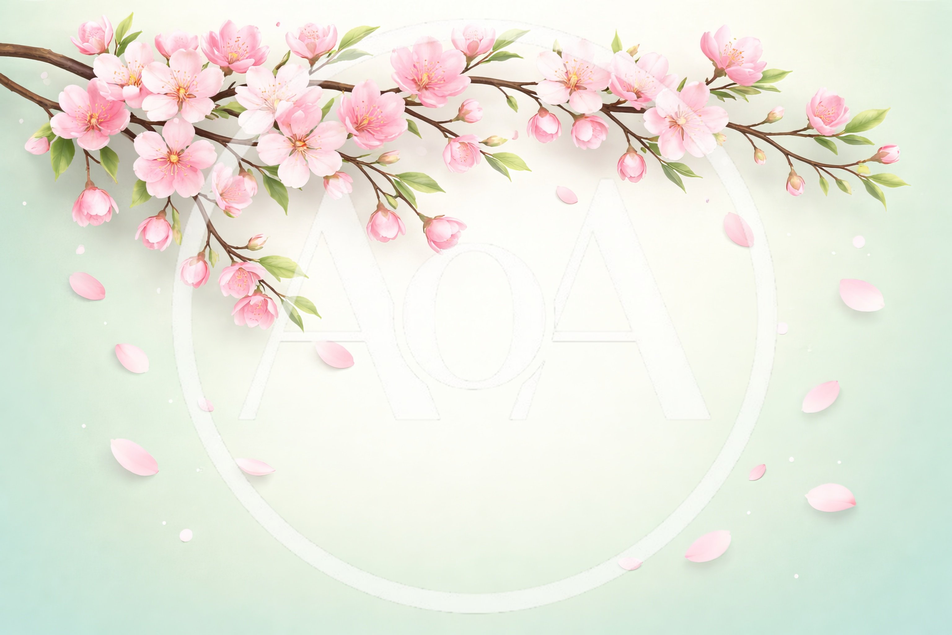 Cherry Blossom Branch With Falling Petals