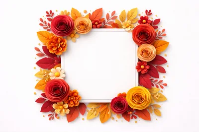 Autumn Floral Paper Craft Frame Border