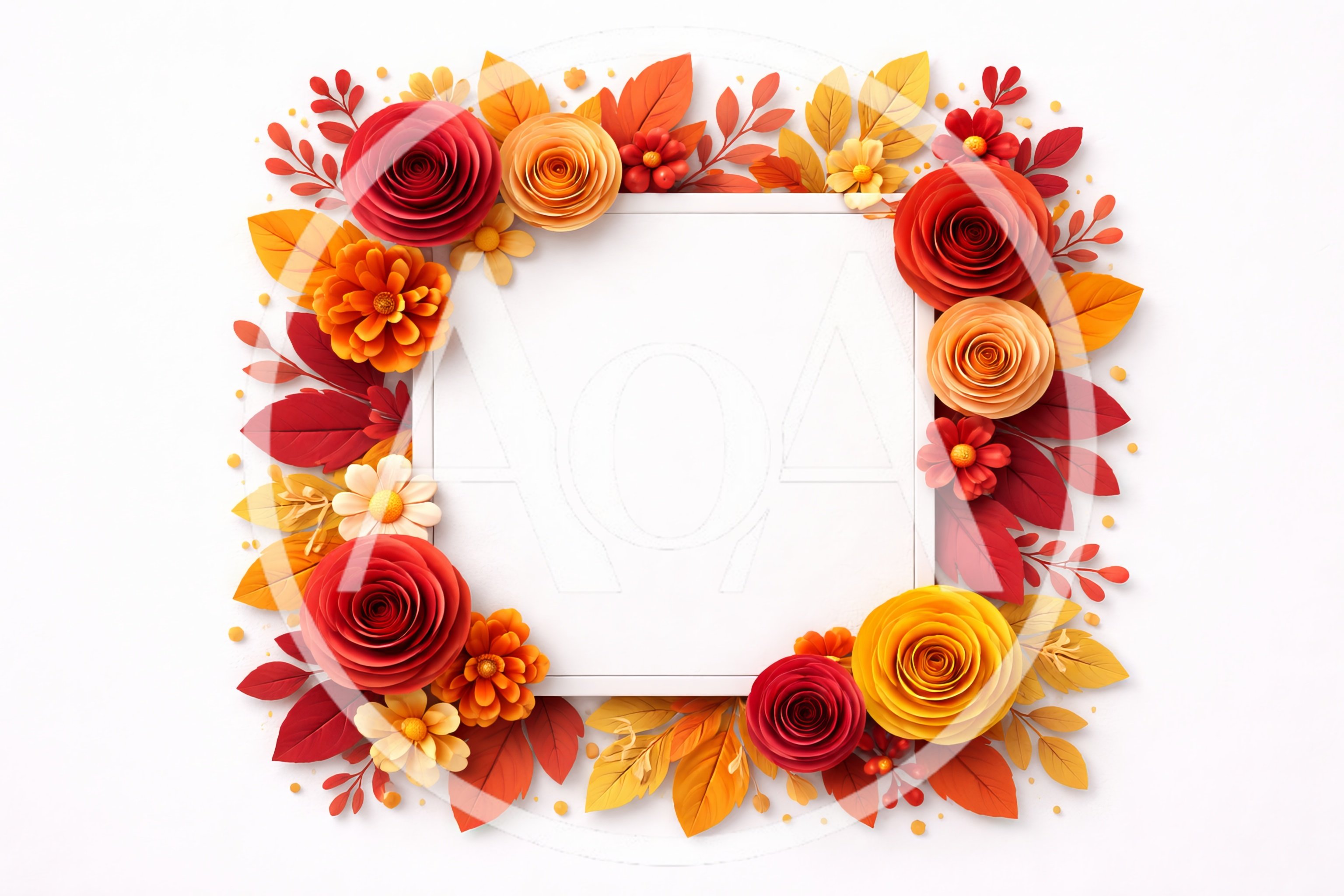 Autumn Floral Paper Craft Frame Border