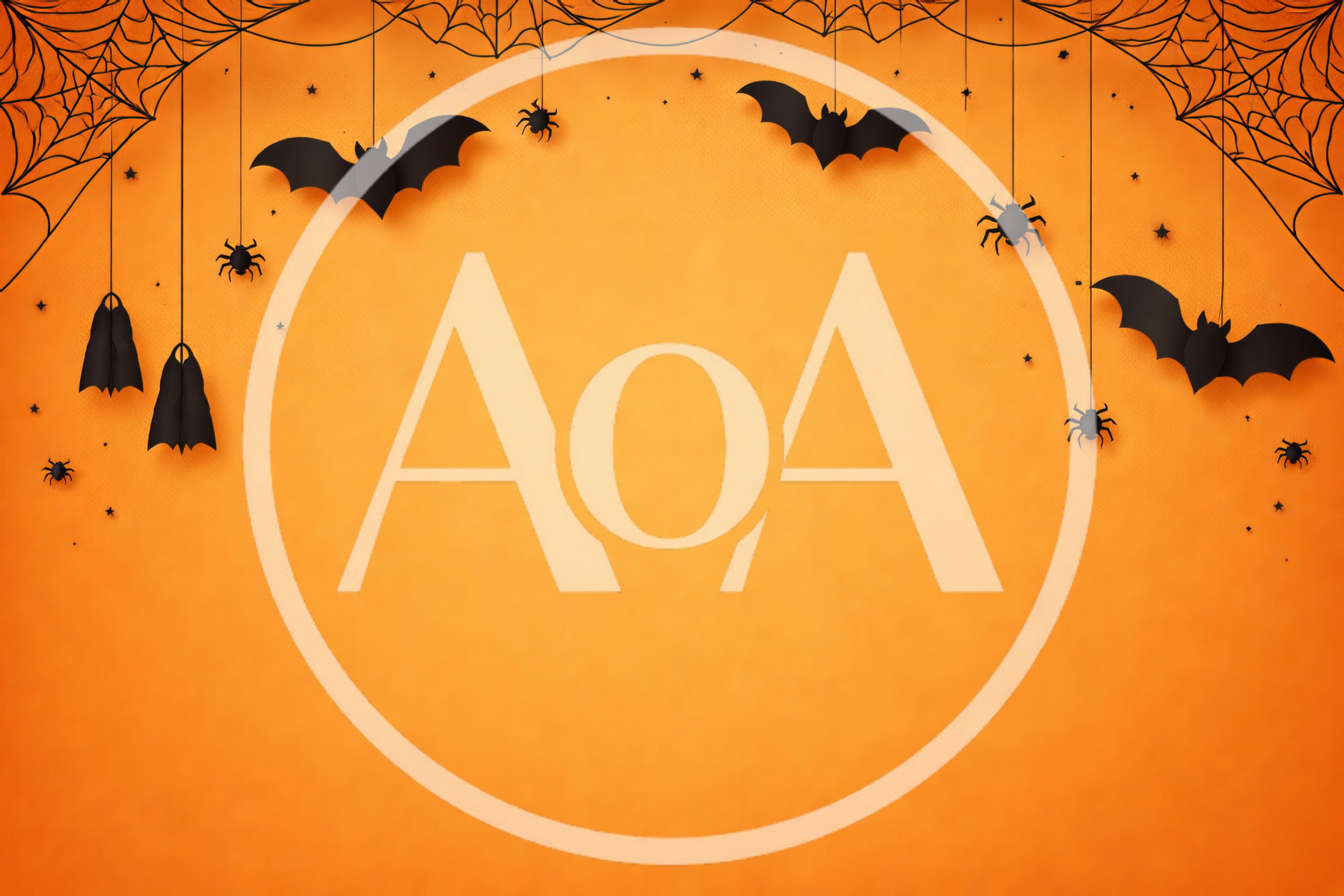 Halloween Background With Hanging Bats And Spiders