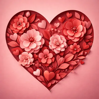 Paper Cutout Heart With Floral Arrangement