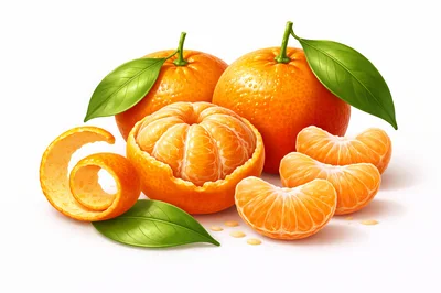 Fresh Ripe Tangerines With Peel And Segments