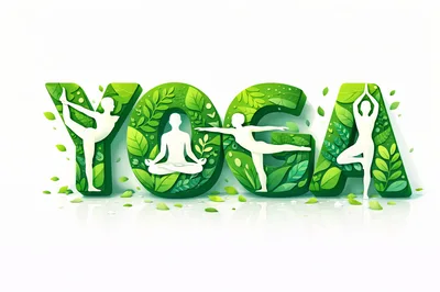 Yoga Typography Design With Nature Inspired Elements