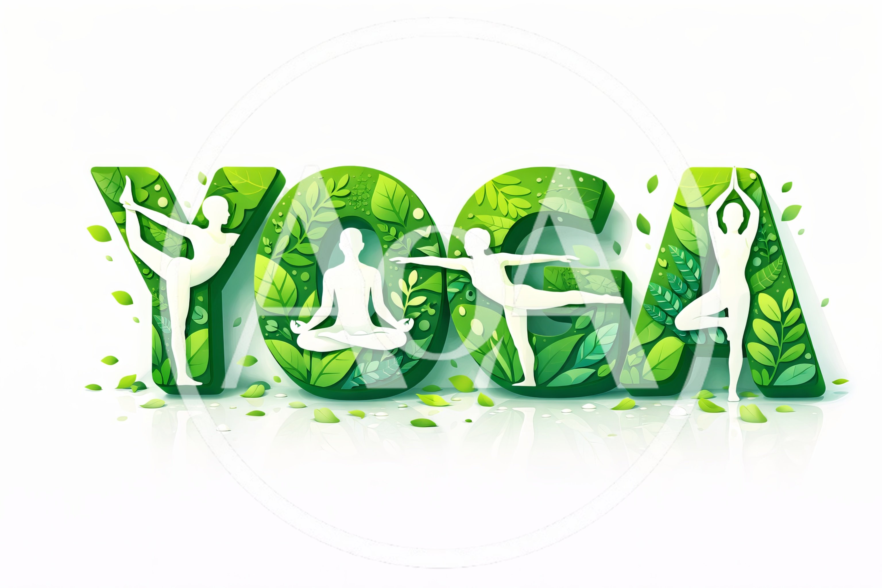 Yoga Typography Design With Nature Inspired Elements
