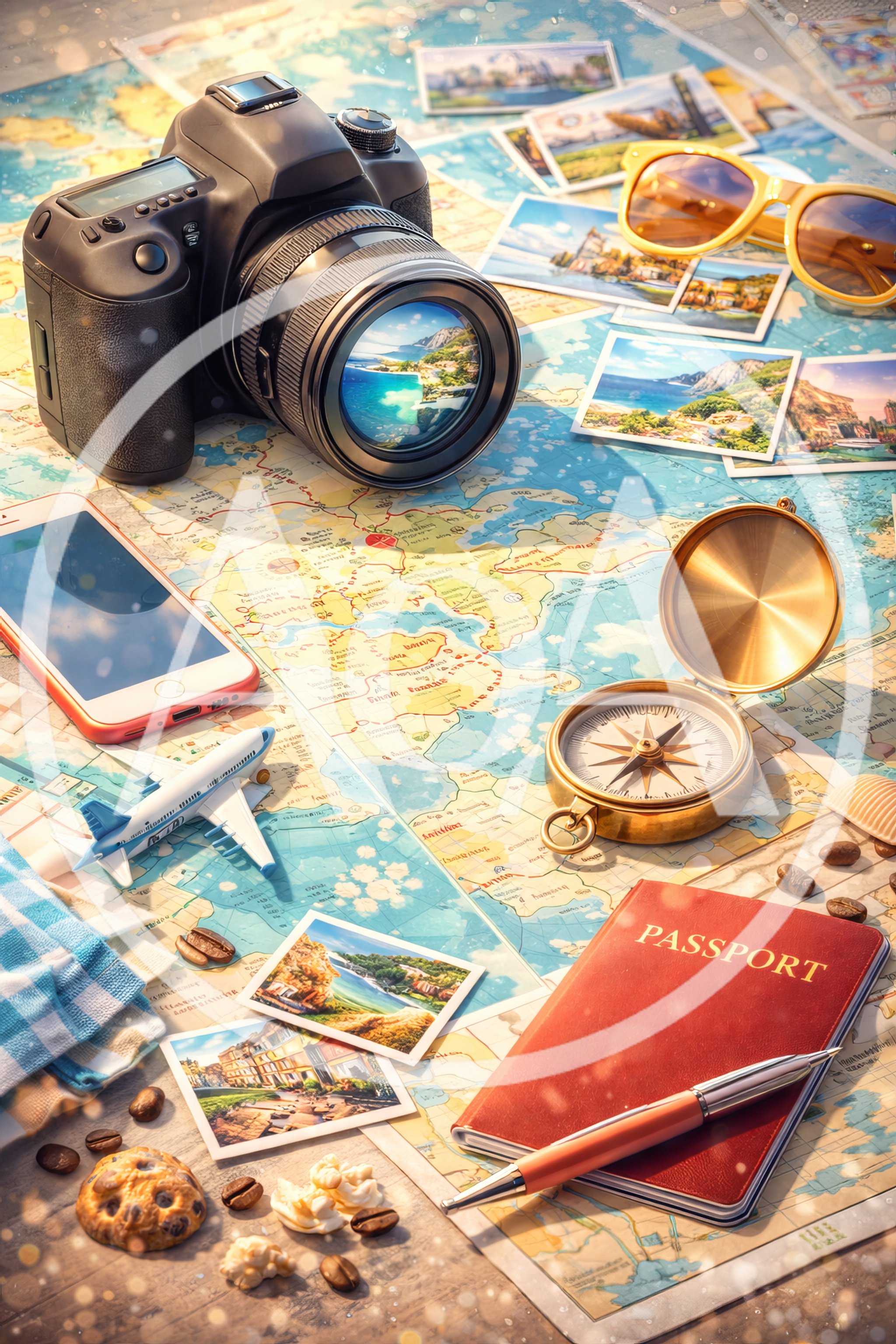 Travel Planning Essentials With Camera And Map