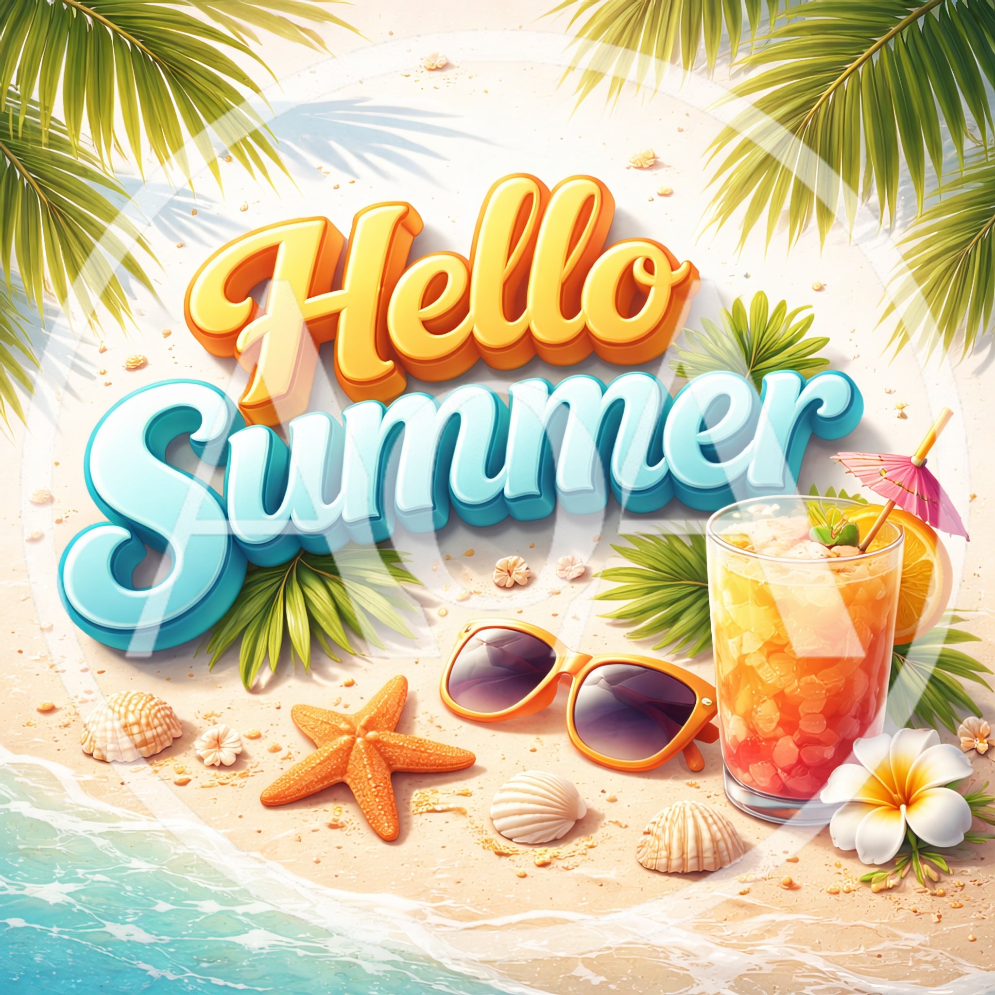 Hello Summer Beach Vacation Concept Illustration
