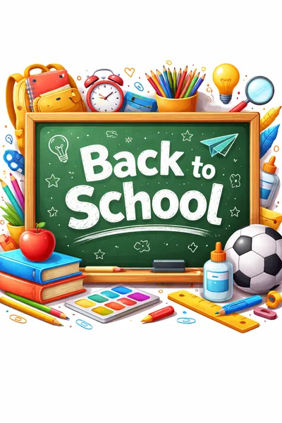 Back to School Chalkboard with Educational Supplies