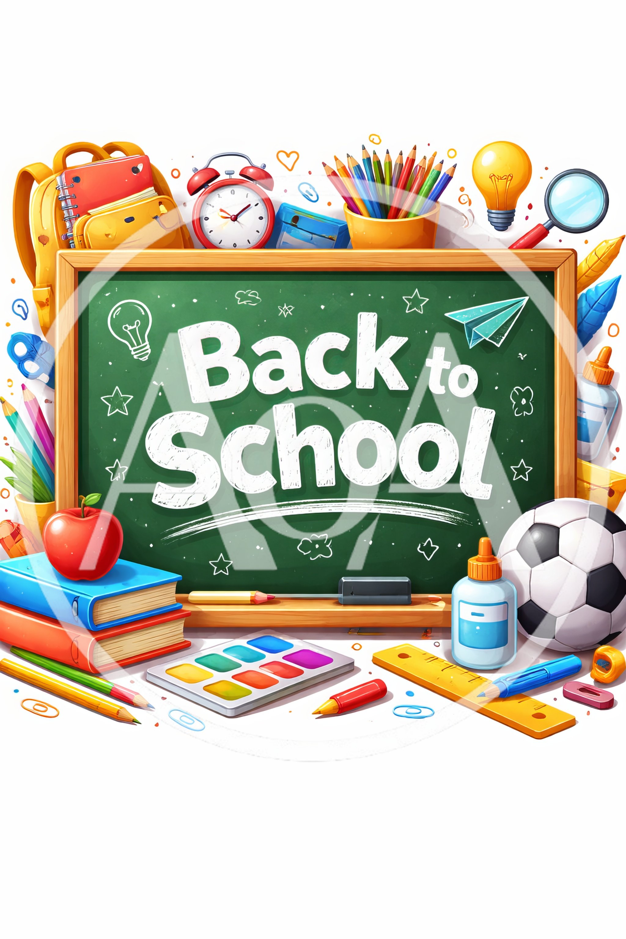 Back to School Chalkboard with Educational Supplies