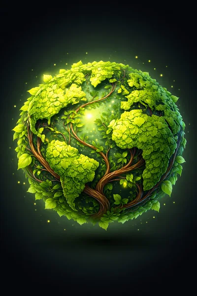 Conceptual Earth Globe Made Of Lush Green Tree Foliage