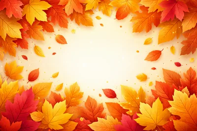 Autumn Leaves Border Frame on Cream Background
