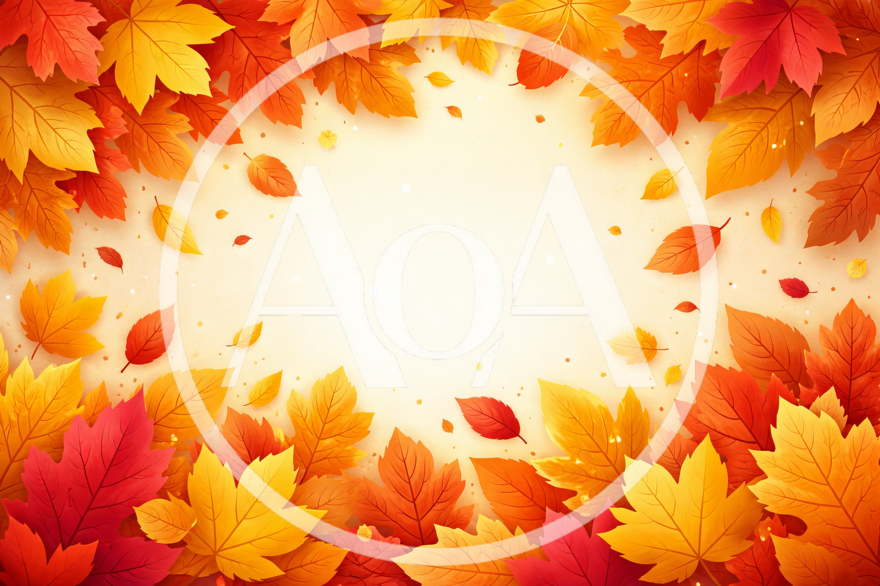 Autumn Leaves Border Frame on Cream Background