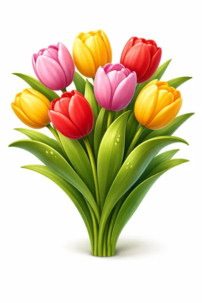 Vibrant Bouquet Of Colorful Spring Tulips