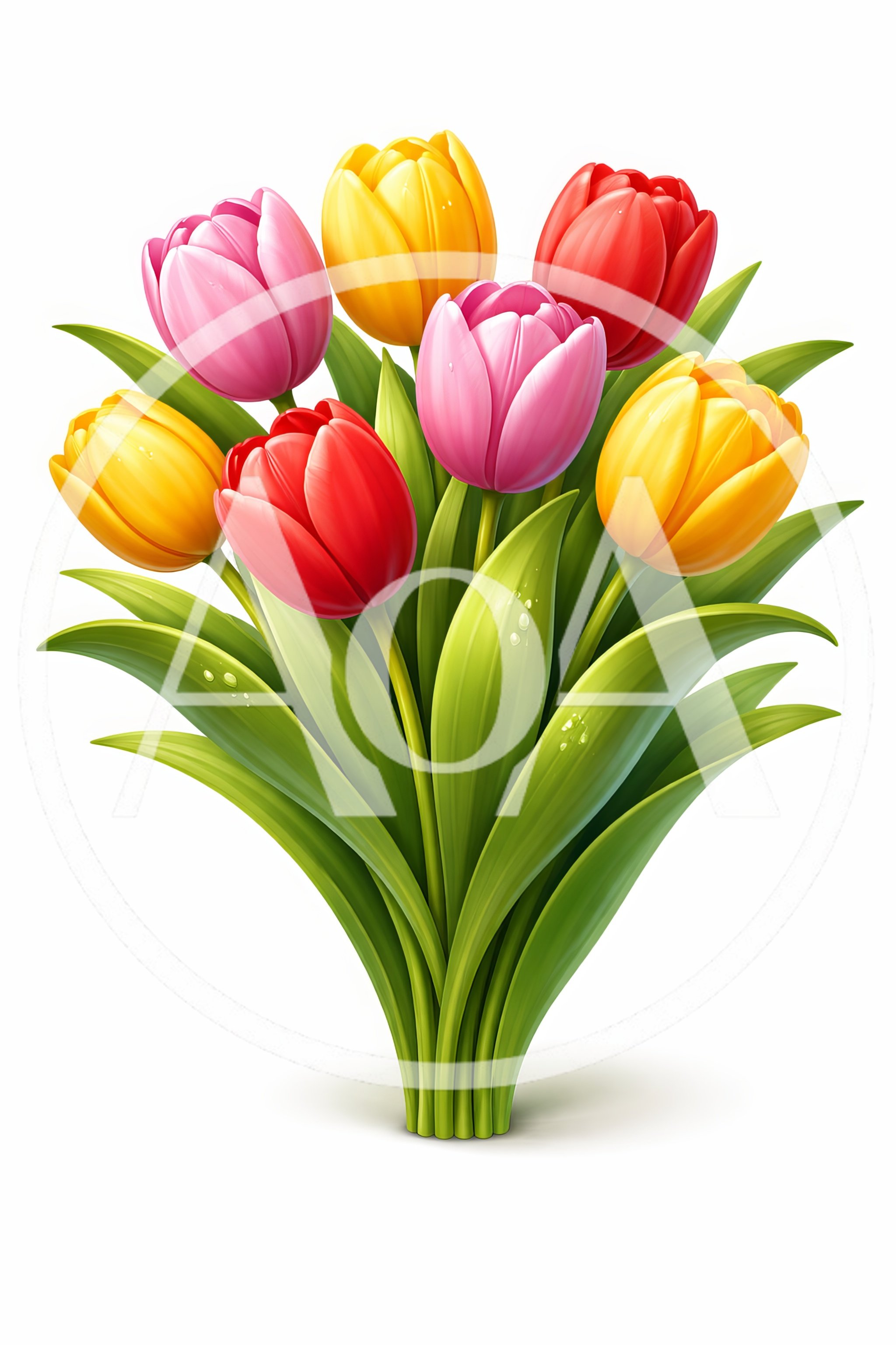 Vibrant Bouquet Of Colorful Spring Tulips