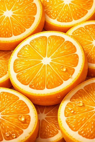 Fresh Sliced Oranges With Water Droplets