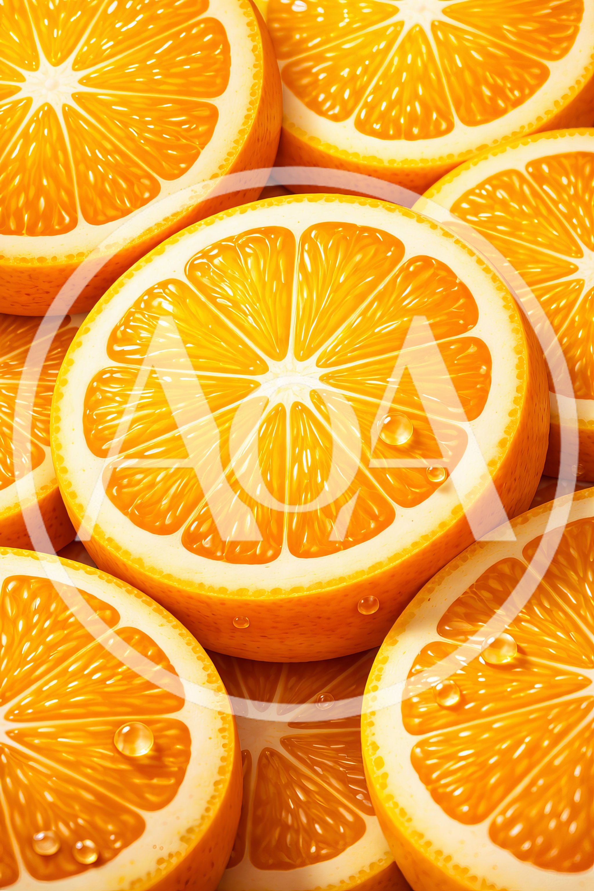 Fresh Sliced Oranges With Water Droplets