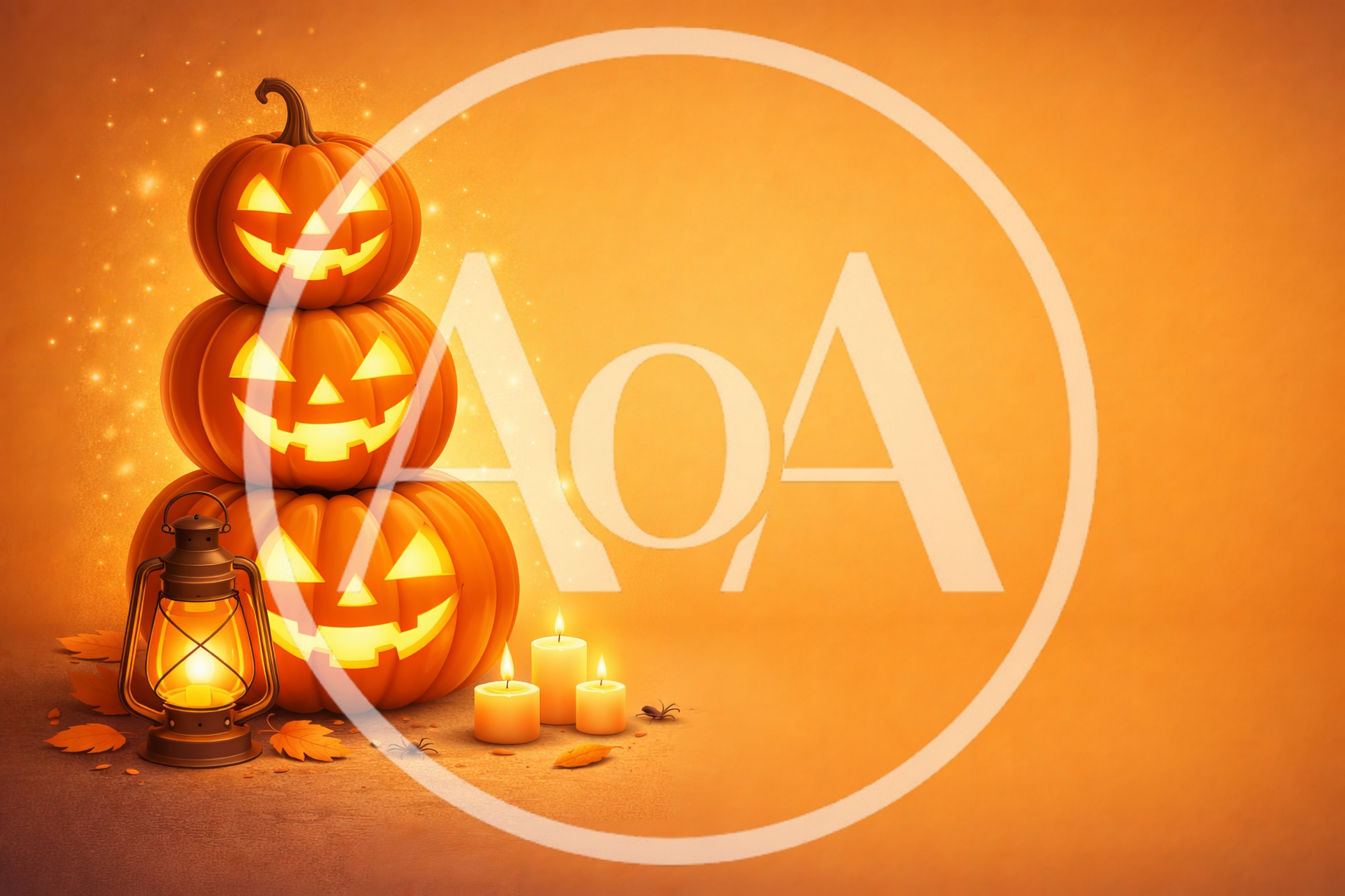 Stacked Jack O Lanterns With Lantern And Candles
