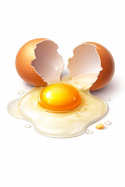 Broken Raw Egg With Yolk And White