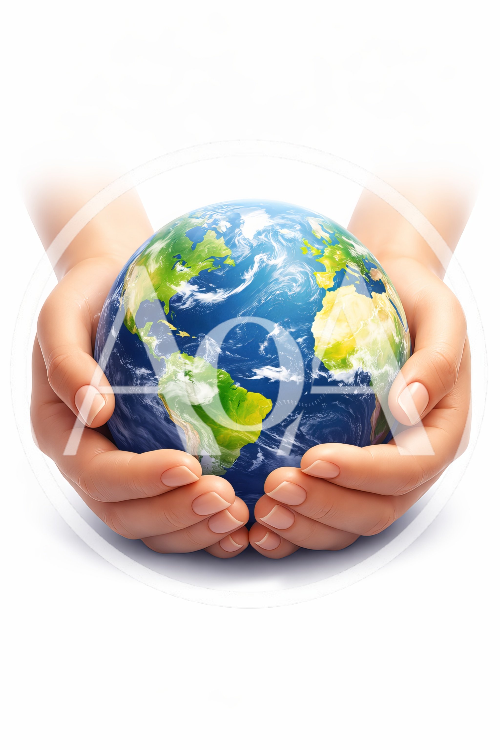 Human Hands Cupping A Realistic Earth Globe