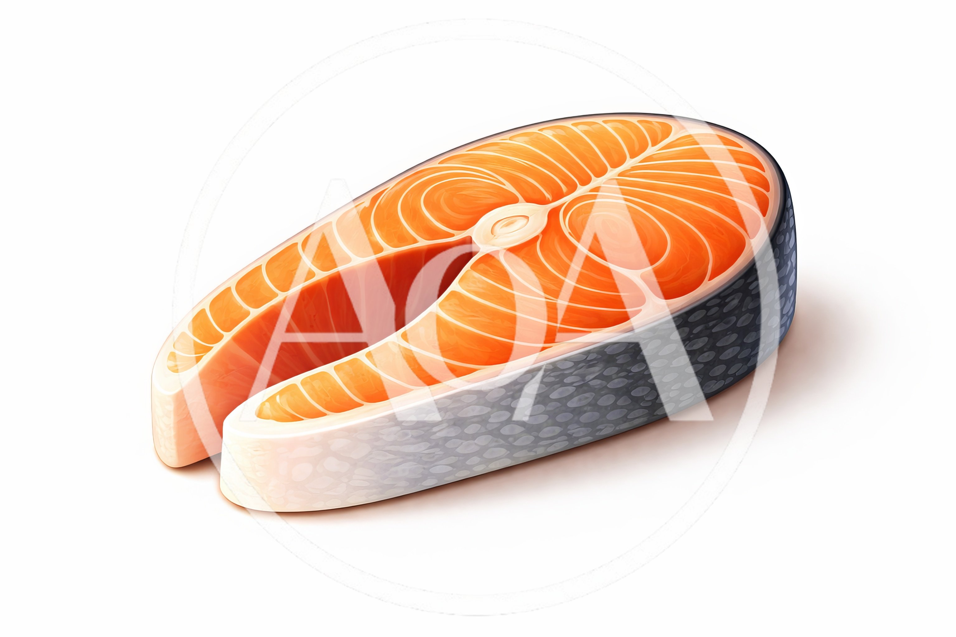 Fresh Raw Salmon Steak Isolated On White Background