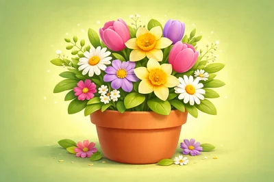Spring Flower Bouquet in Terracotta Pot